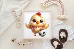 Chicken Playing Football Clipart Bundle - CraftNest - Digital Crafting and Art