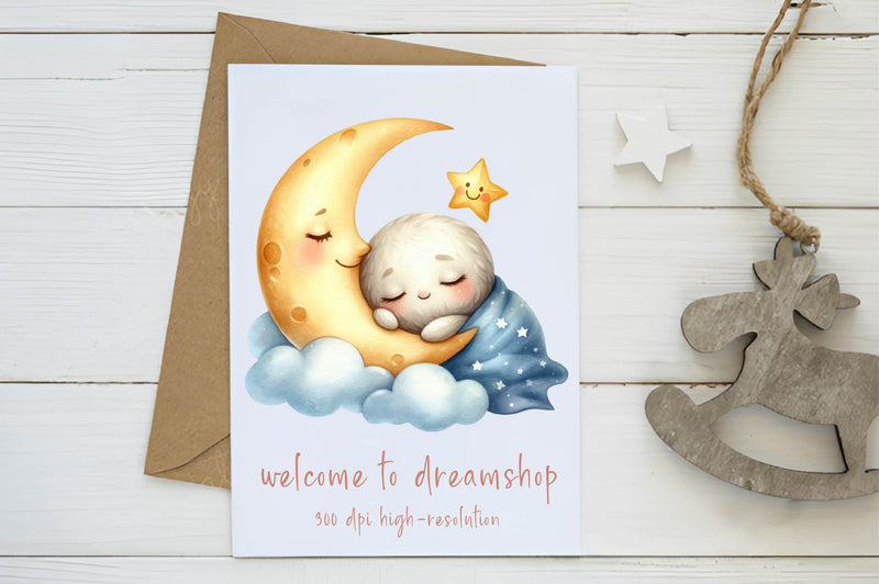 Sleepy Moon Clipart Bundle 1 - CraftNest - Digital Crafting and Art