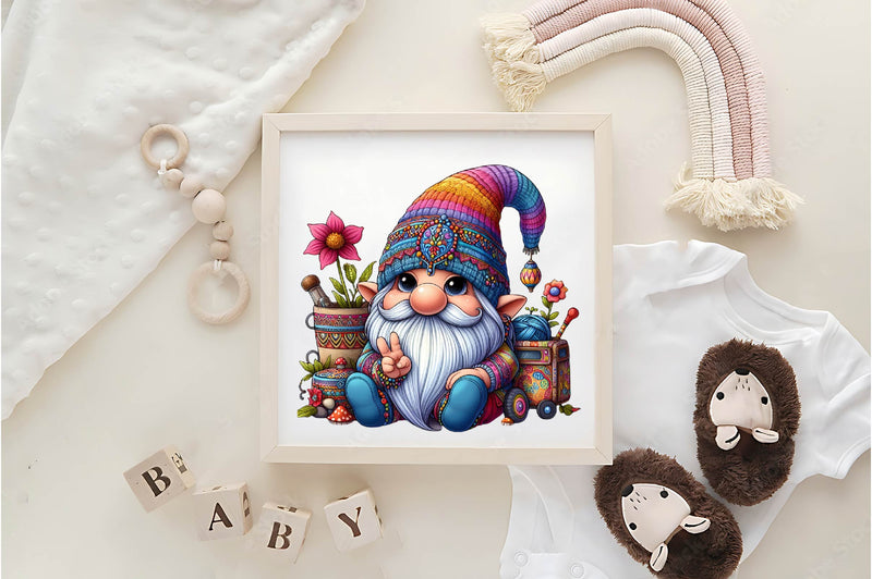 Cute Hippie Gnome Clipart Bundle - CraftNest - Digital Crafting and Art