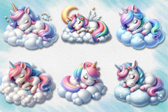Sleeping Baby Unicorn Clipart Bundle - CraftNest - Digital Crafting and Art