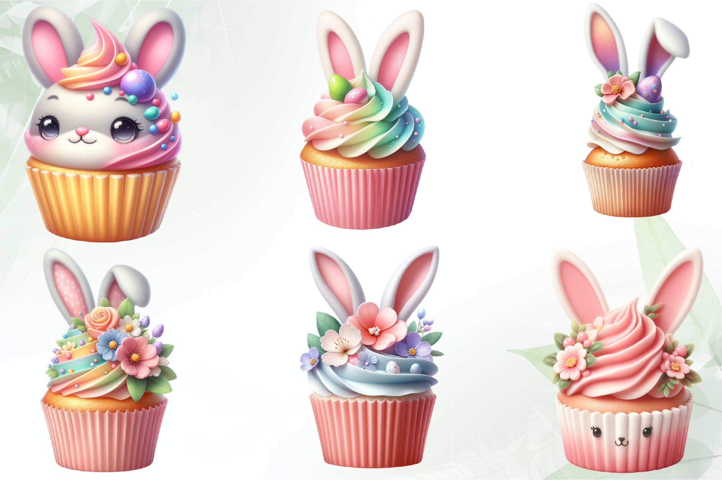Easter Bunny Cupcake Clipart Bundle - CraftNest - Digital Crafting and Art