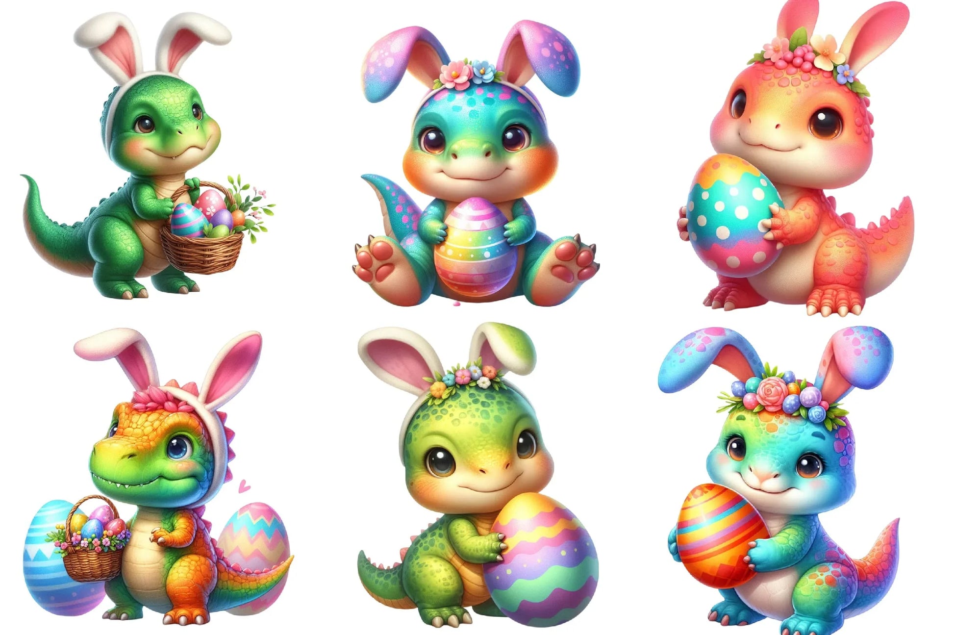 Easter T Rex Dinosaur Clipart Bundle - CraftNest - Digital Crafting and Art