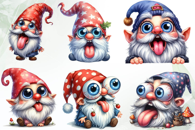 Crazy Funny Gnomes Clipart Bundle - CraftNest - Digital Crafting and Art