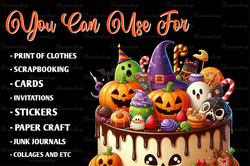 Halloween Party Cake Clipart Bundle - CraftNest - Digital Crafting and Art