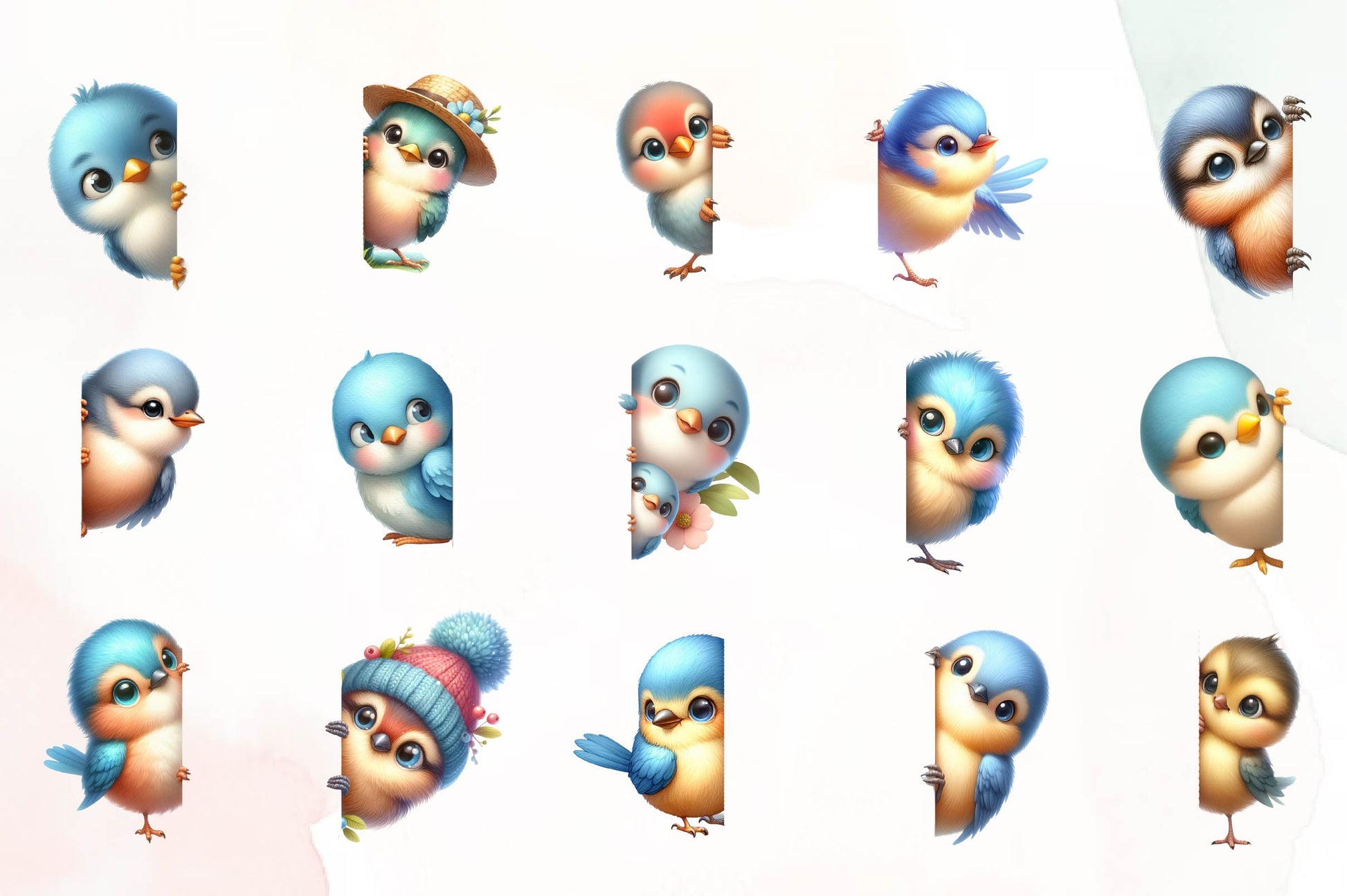 Bird Peeking Around Corner Clipart Bundle - CraftNest - Digital Crafting and Art