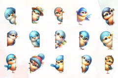 Bird Peeking Around Corner Clipart Bundle - CraftNest - Digital Crafting and Art