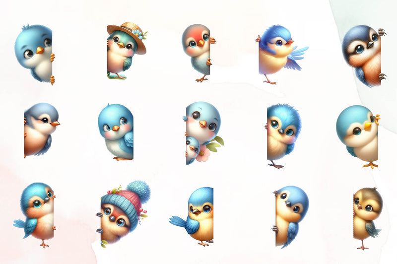 Bird Peeking Around Corner Clipart Bundle - CraftNest - Digital Crafting and Art