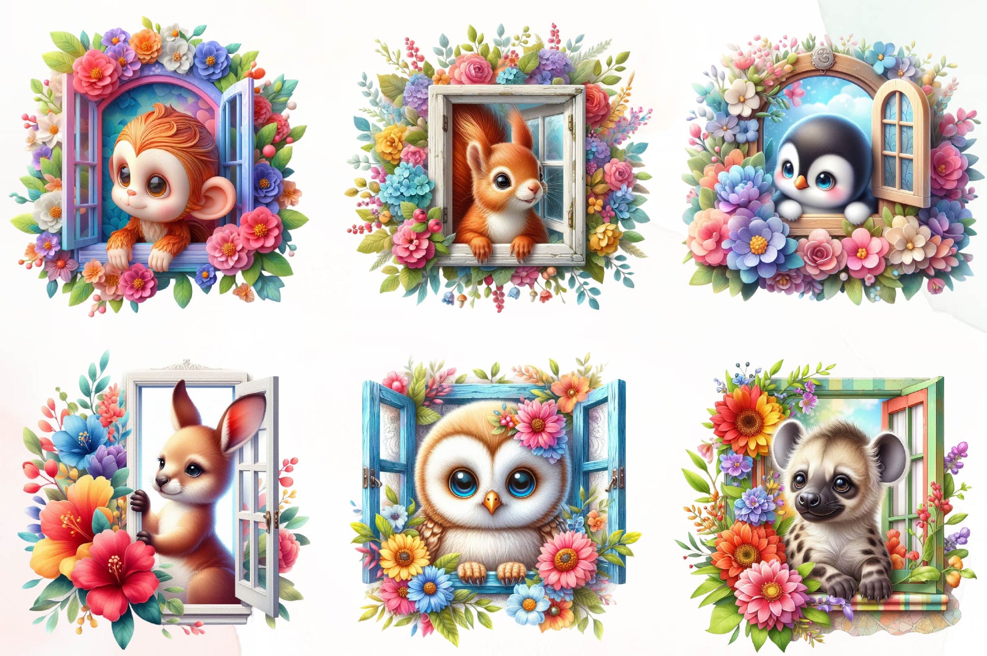 Cute Animals Peeking Window Clipart Bundle - CraftNest - Digital Crafting and Art