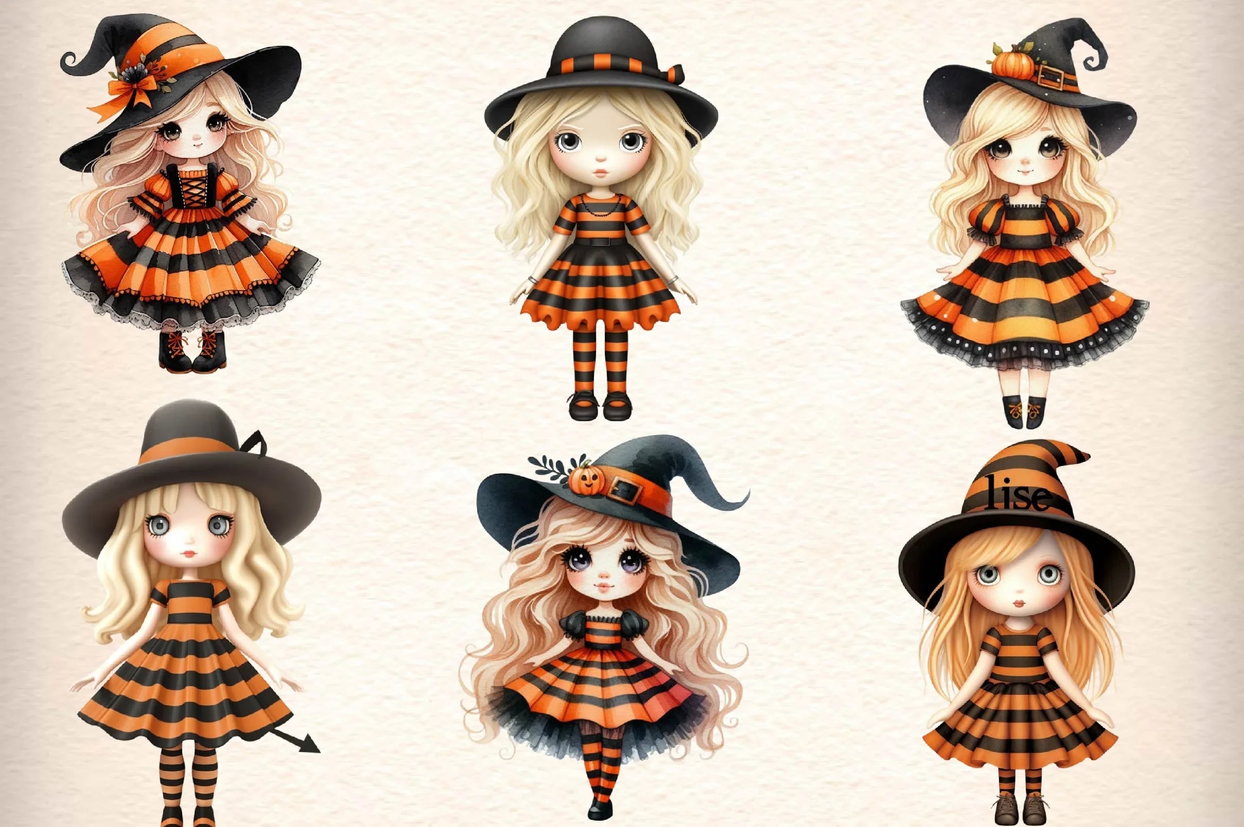 Whimsical Halloween Doll Clipart Bundle - CraftNest - Digital Crafting and Art