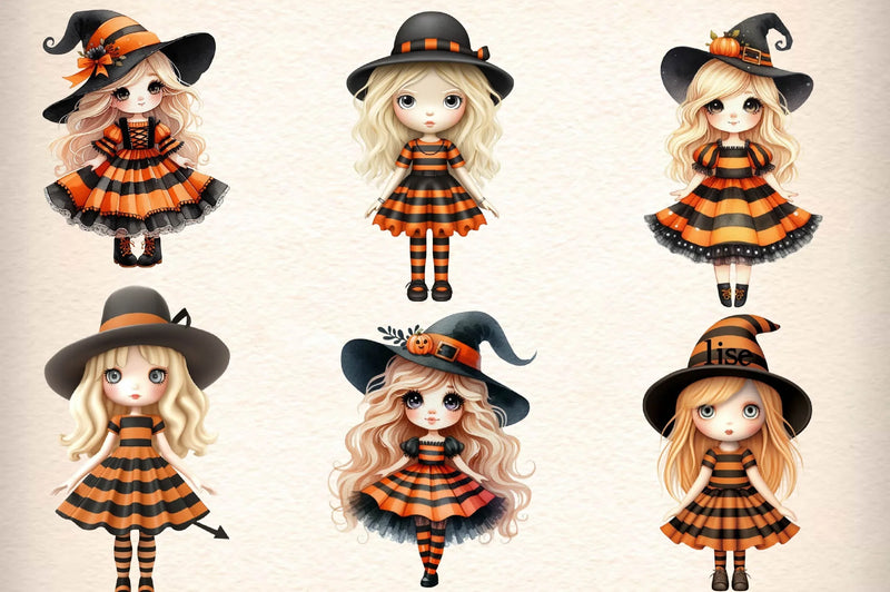Whimsical Halloween Doll Clipart Bundle - CraftNest - Digital Crafting and Art
