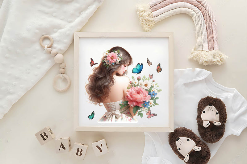 Woman Back Butterflies & Flowers Clipart Bundle - CraftNest - Digital Crafting and Art