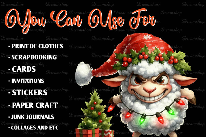 Christmas Funny Sheep Clipart Bundle - CraftNest - Digital Crafting and Art