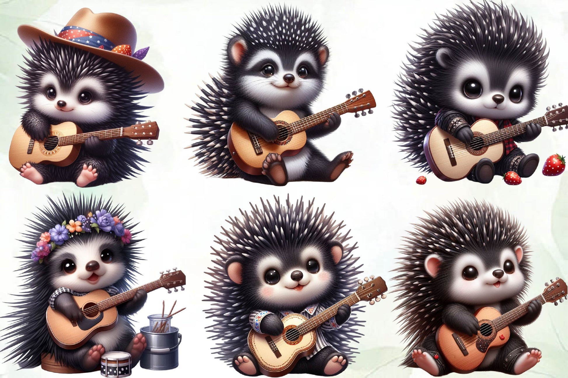 Porcupine With Guitar Clipart Bundle - CraftNest - Digital Crafting and Art