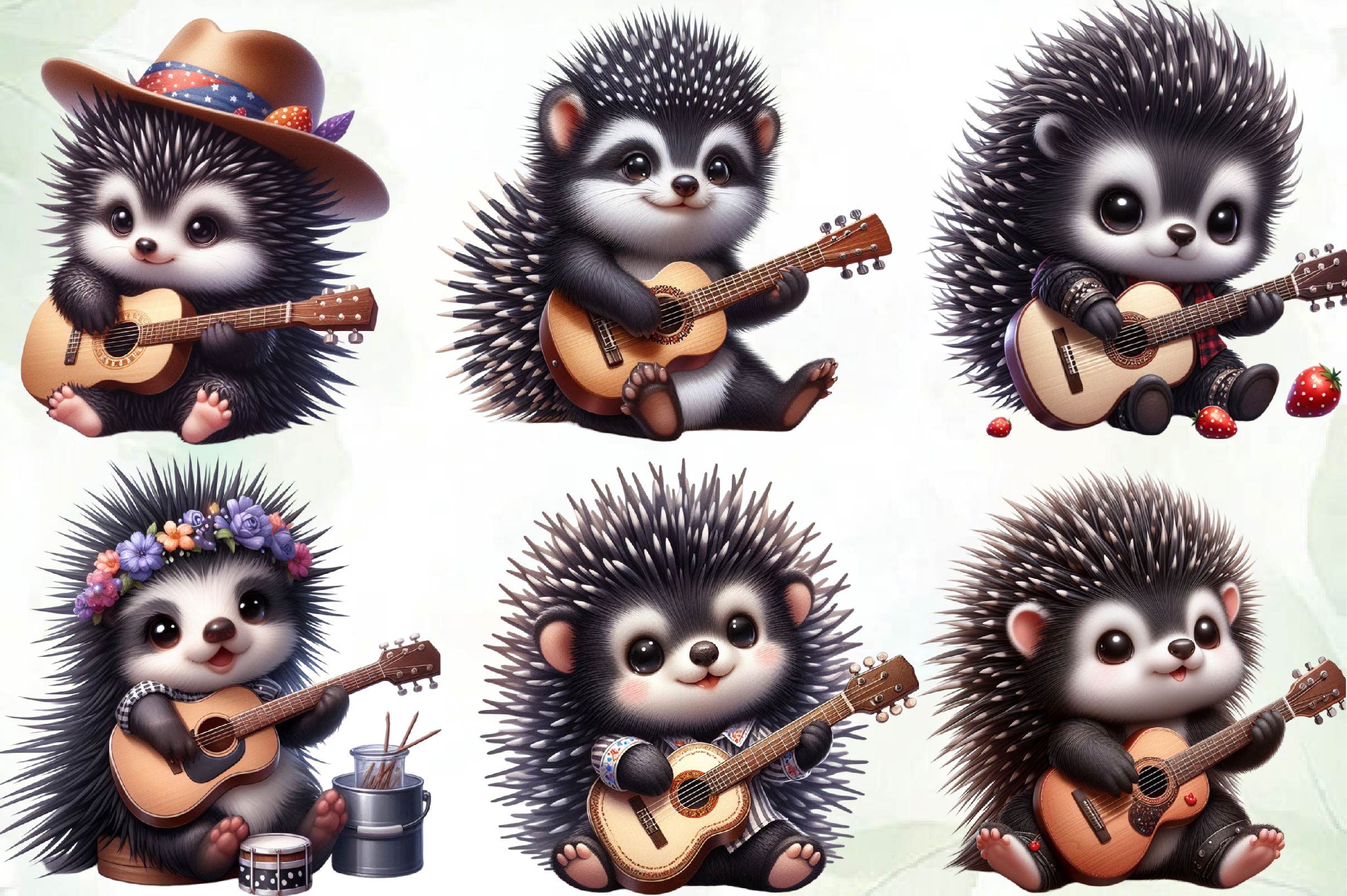 Porcupine With Guitar Clipart Bundle - CraftNest - Digital Crafting and Art