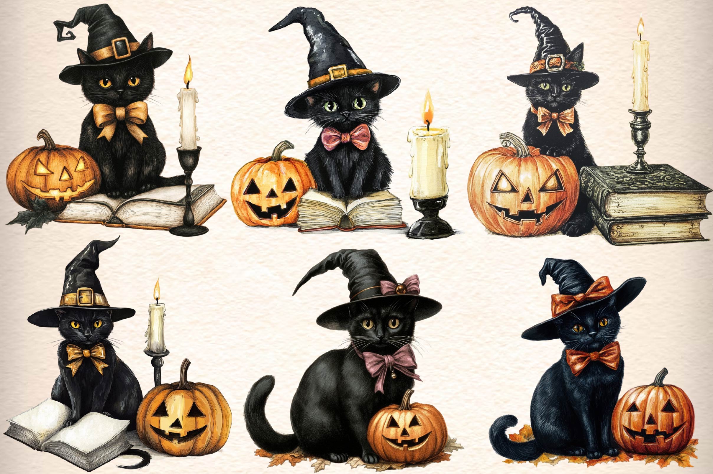 Halloween Black Cat Clipart Bundle 2 - CraftNest - Digital Crafting and Art