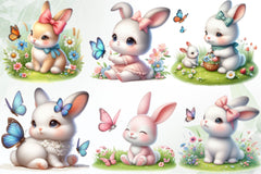 Bunny And Butterfly Clipart Bundle - CraftNest - Digital Crafting and Art