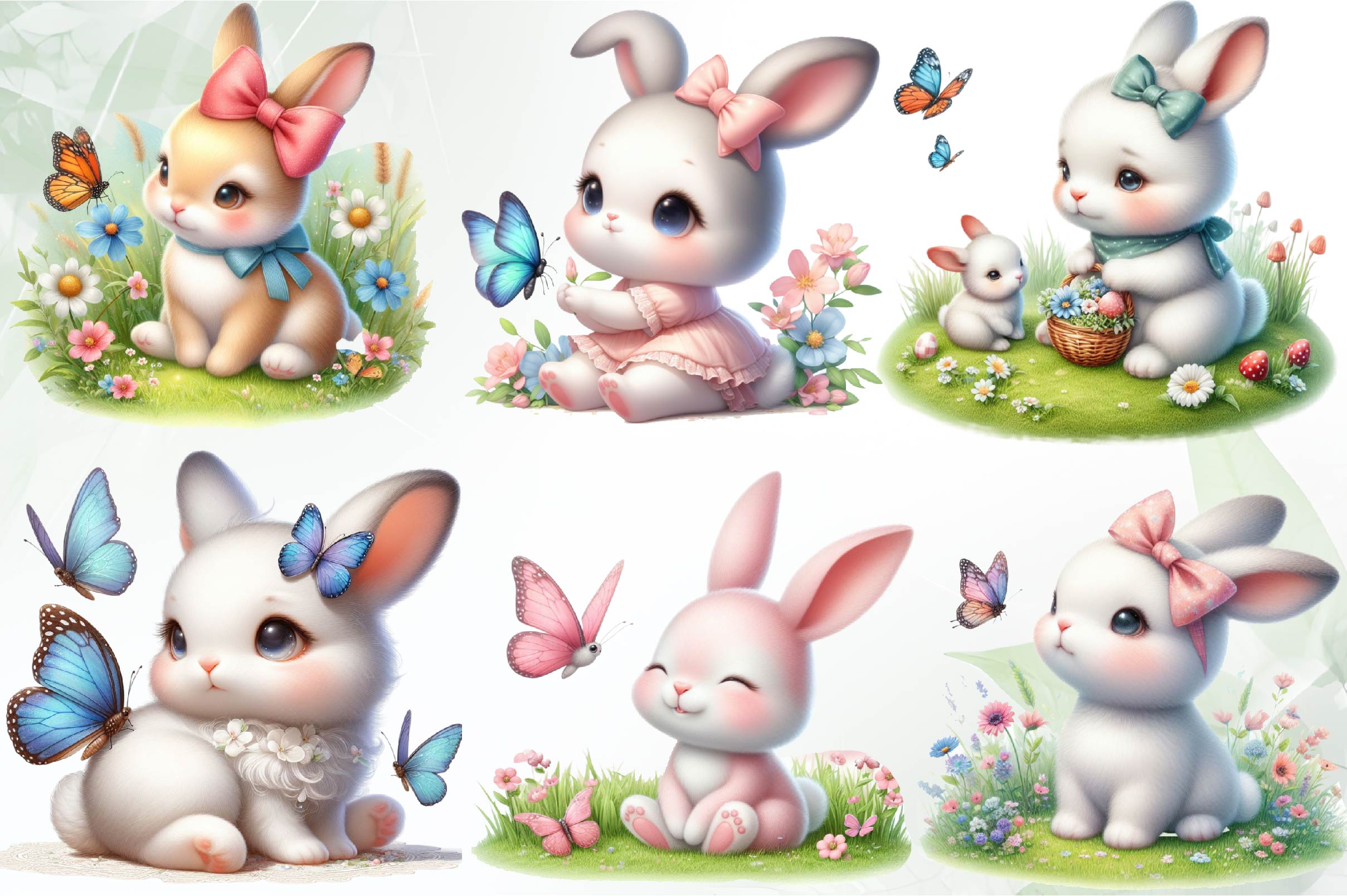 Bunny And Butterfly Clipart Bundle - CraftNest - Digital Crafting and Art