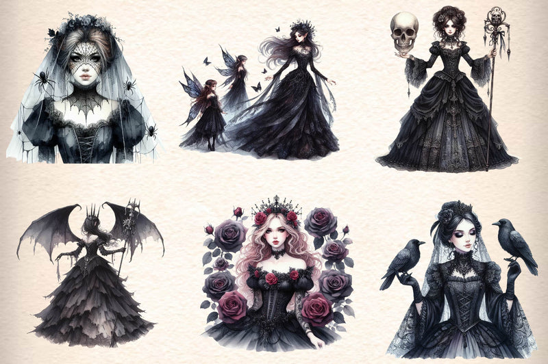 Gothic Princess Clipart Bundle - CraftNest - Digital Crafting and Art