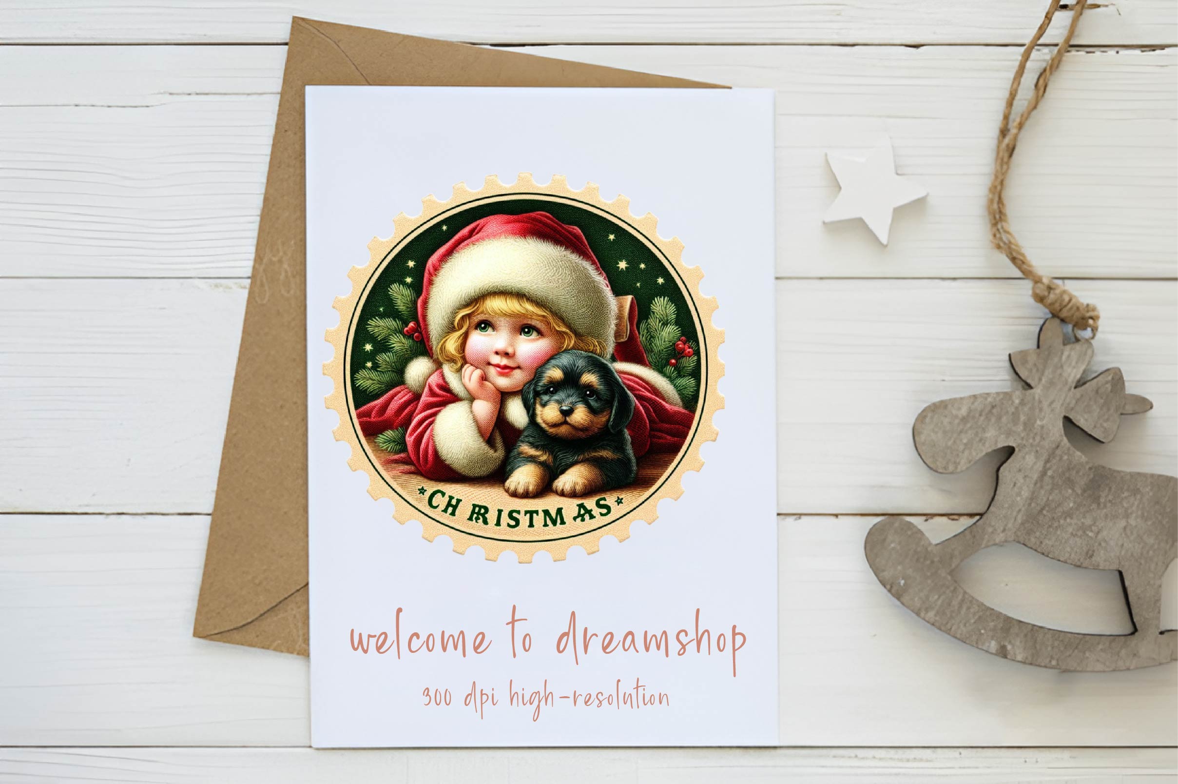 Christmas Girl Postage Stamps Clipart Bundle - CraftNest - Digital Crafting and Art