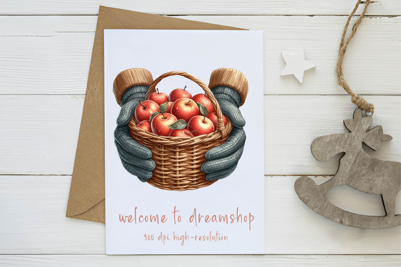 Autumn Apple Basket Clipart Bundle - CraftNest - Digital Crafting and Art