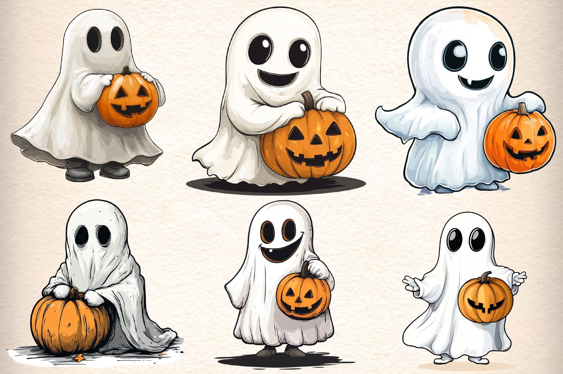 Halloween Ghost Clipart Bundle 1 - CraftNest - Digital Crafting and Art