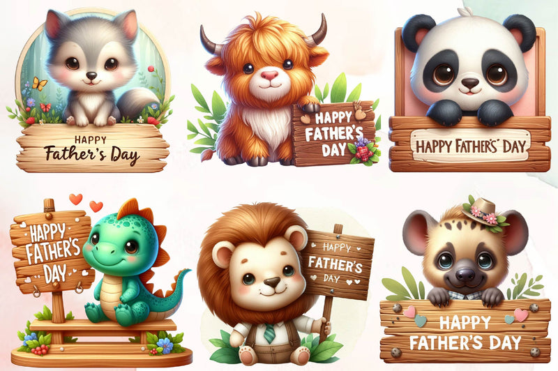 Father's Day Cute Animals Clipart Bundle - CraftNest - Digital Crafting and Art