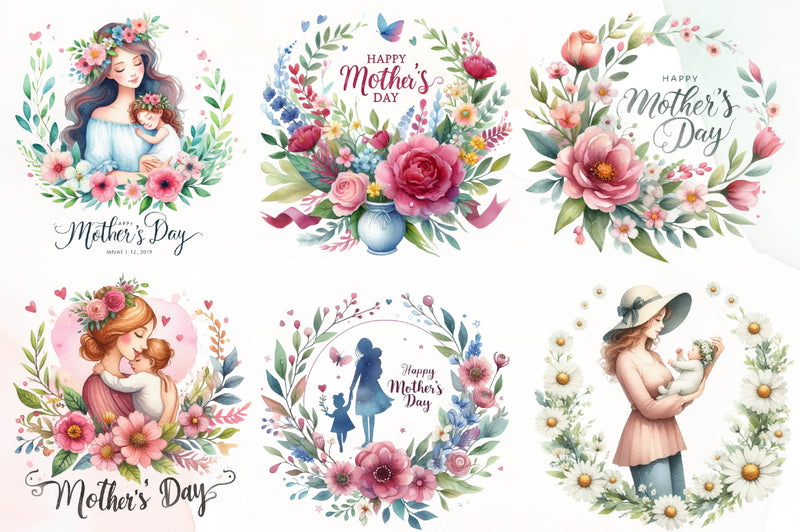 Happy Mother'S Day Floral Clipart Bundle - CraftNest - Digital Crafting and Art