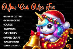 Christmas Cute Unicorn Clipart Bundle - CraftNest - Digital Crafting and Art
