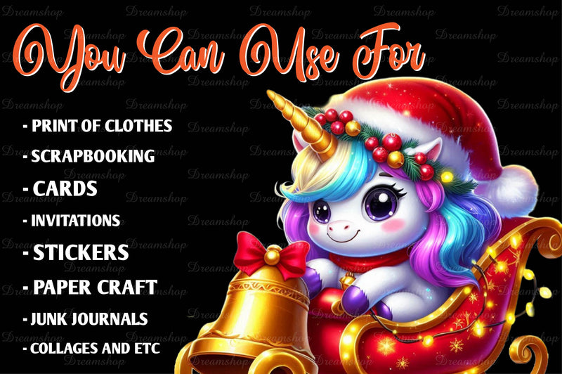 Christmas Cute Unicorn Clipart Bundle - CraftNest - Digital Crafting and Art