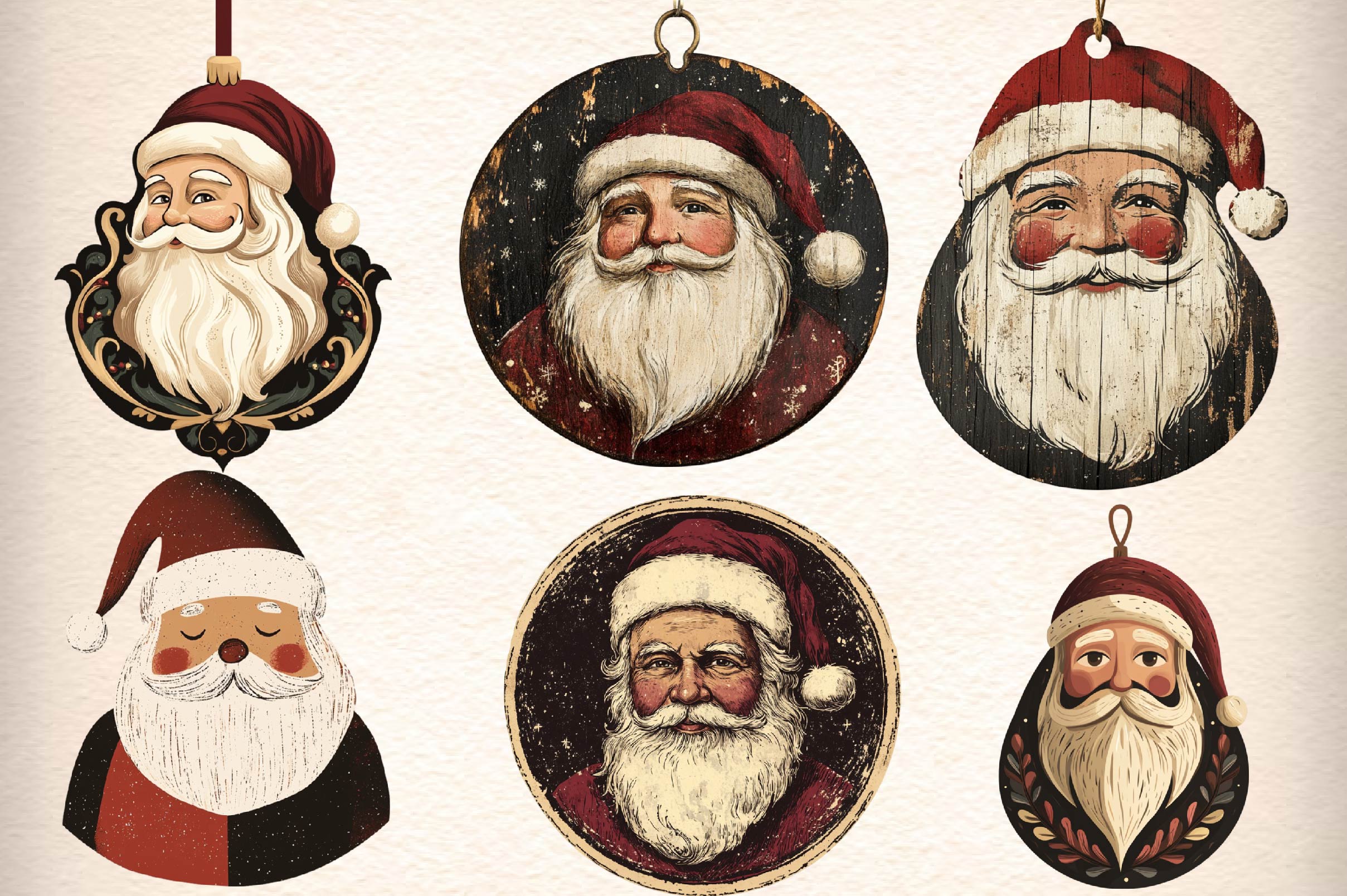 Christmas Ornament Santa Clipart Bundle - CraftNest - Digital Crafting and Art