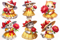 Cat Spring Flowers Clipart Bundle - CraftNest - Digital Crafting and Art