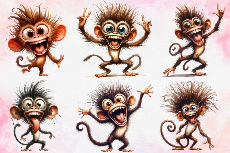 Funny Monkey Clipart Bundle - CraftNest - Digital Crafting and Art