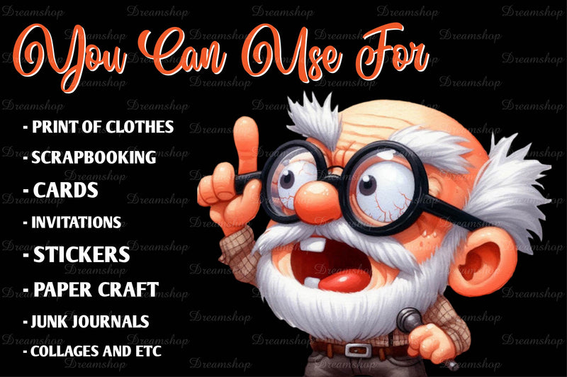Funny Grandpa Old Father Clipart Bundle - CraftNest - Digital Crafting and Art