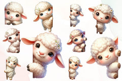 Sheep Peeking Around Corner Clipart Bundle - CraftNest - Digital Crafting and Art