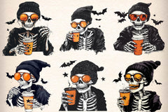 Halloween Drinking Skeleton Clipart Bundle - CraftNest - Digital Crafting and Art