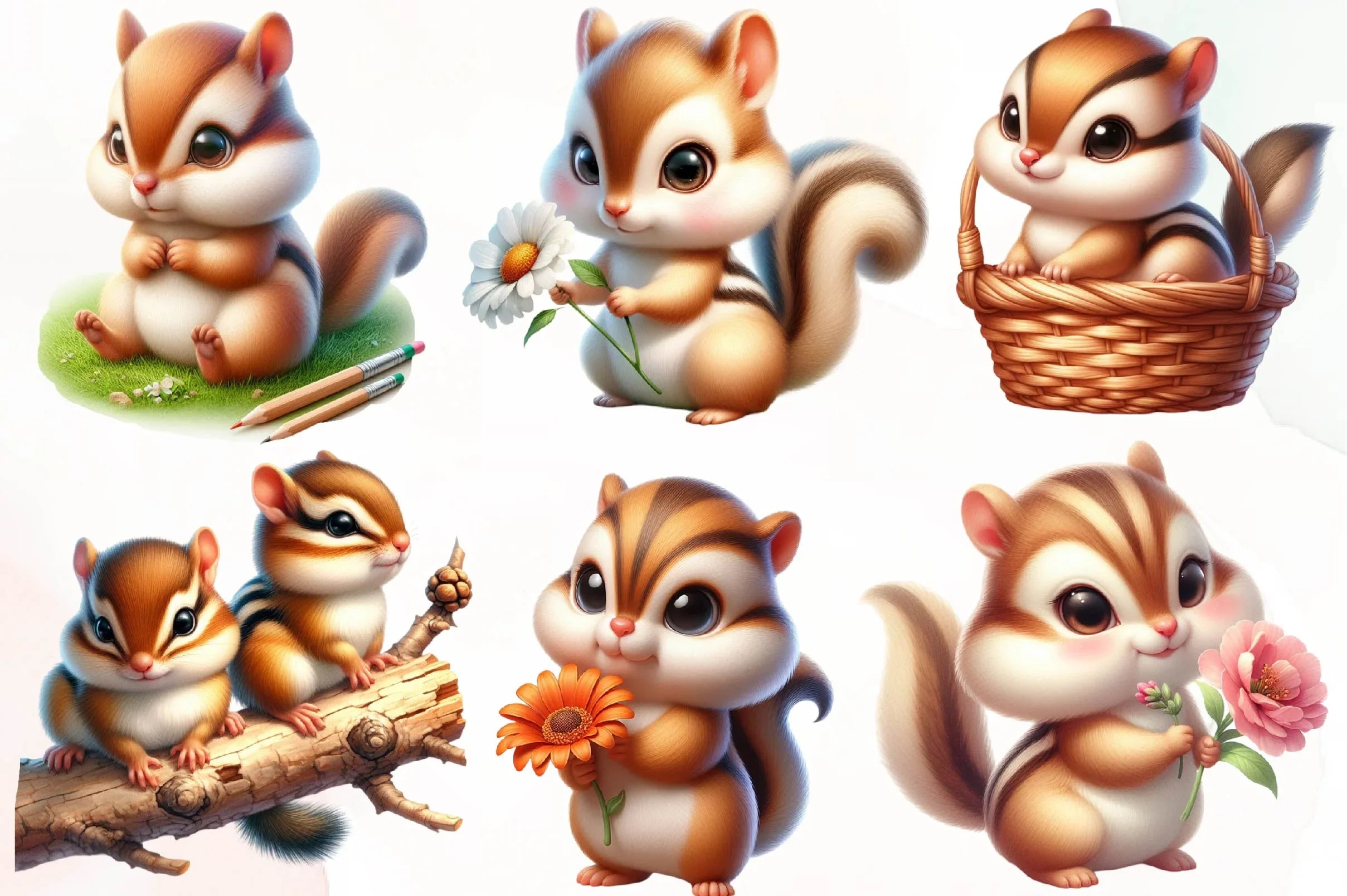 Spring Chipmunks Clipart Bundle - CraftNest - Digital Crafting and Art