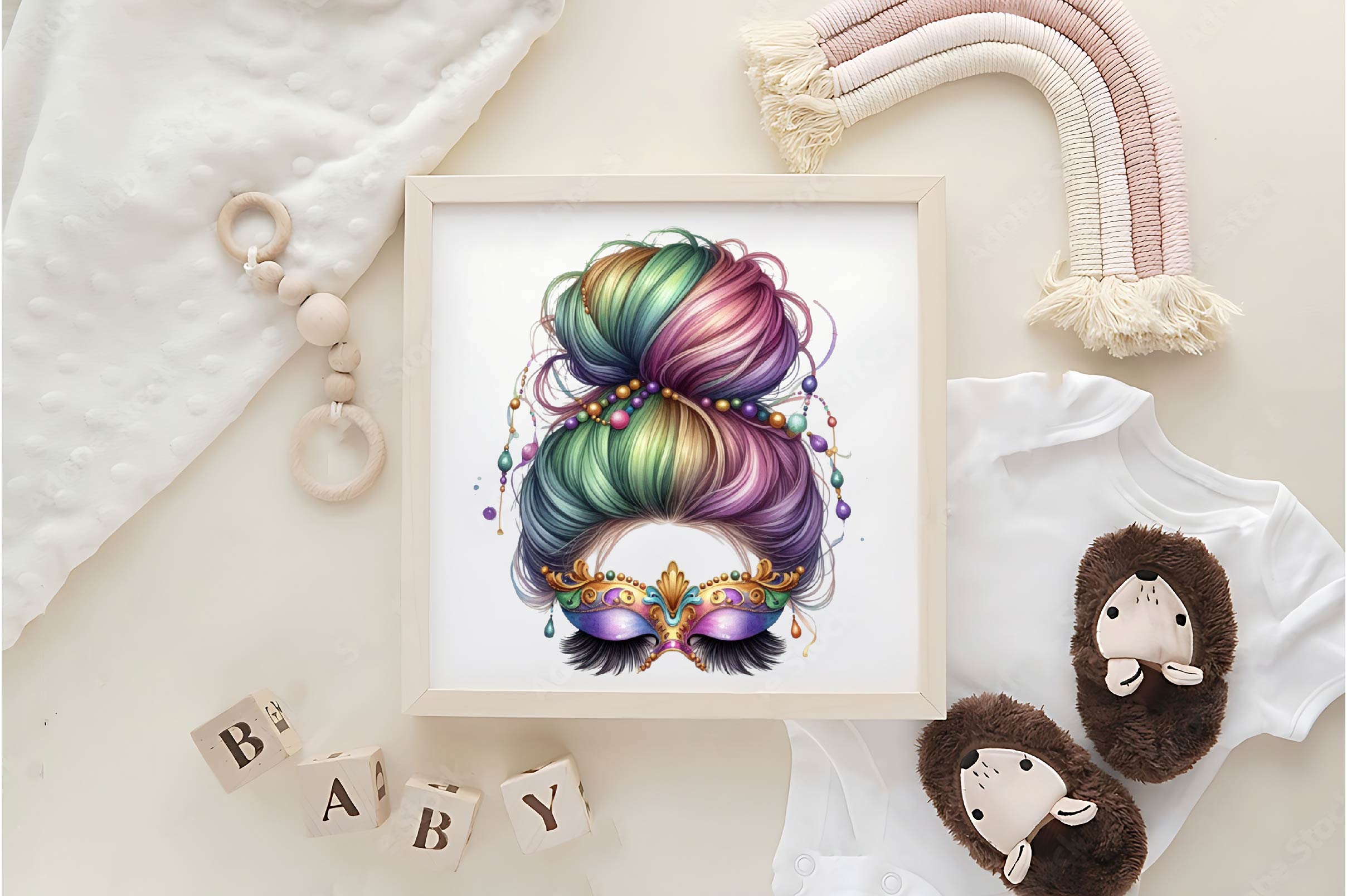 Mardi Gras Mama Messy Bun Clipart Bundle - CraftNest - Digital Crafting and Art