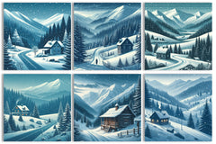 Winter Mountain Background Clipart Bundle - CraftNest - Digital Crafting and Art