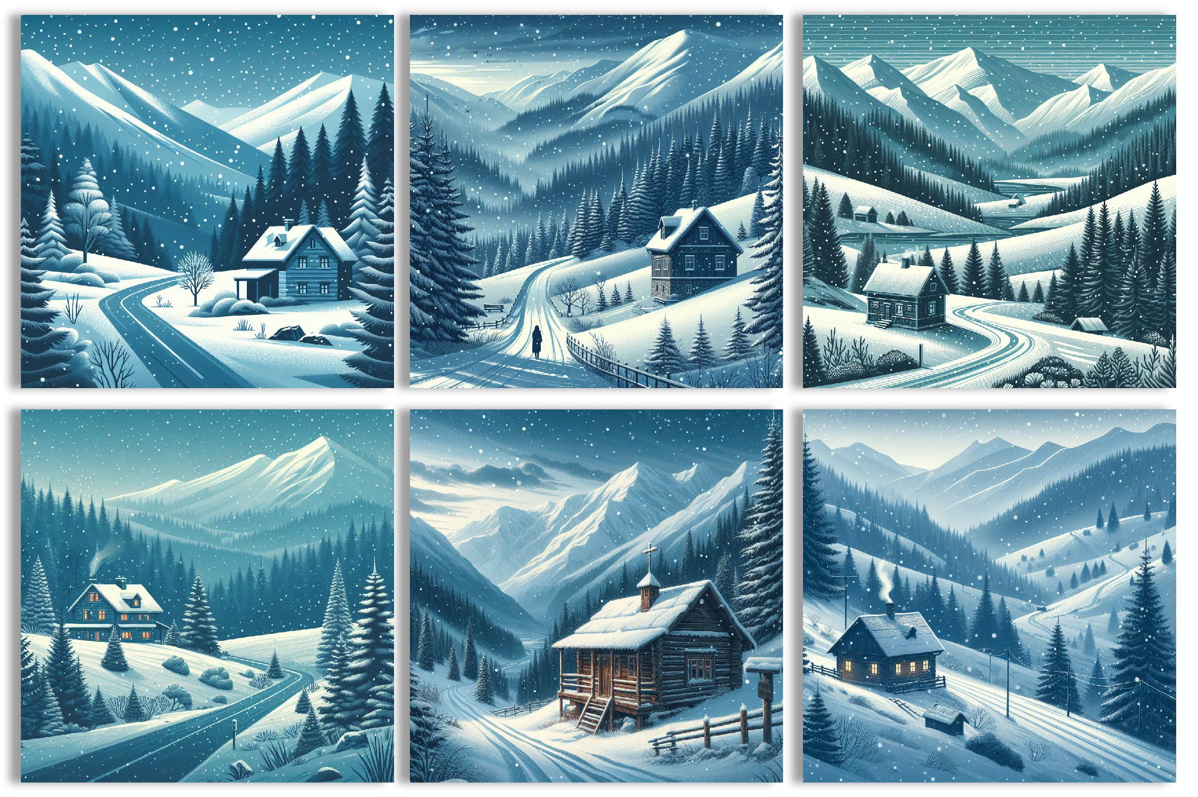 Winter Mountain Background Clipart Bundle - CraftNest - Digital Crafting and Art
