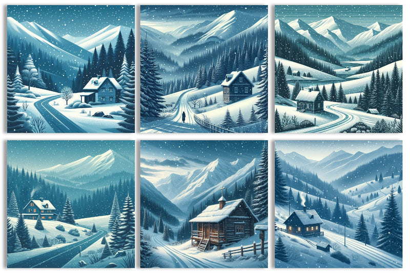 Winter Mountain Background Clipart Bundle - CraftNest - Digital Crafting and Art