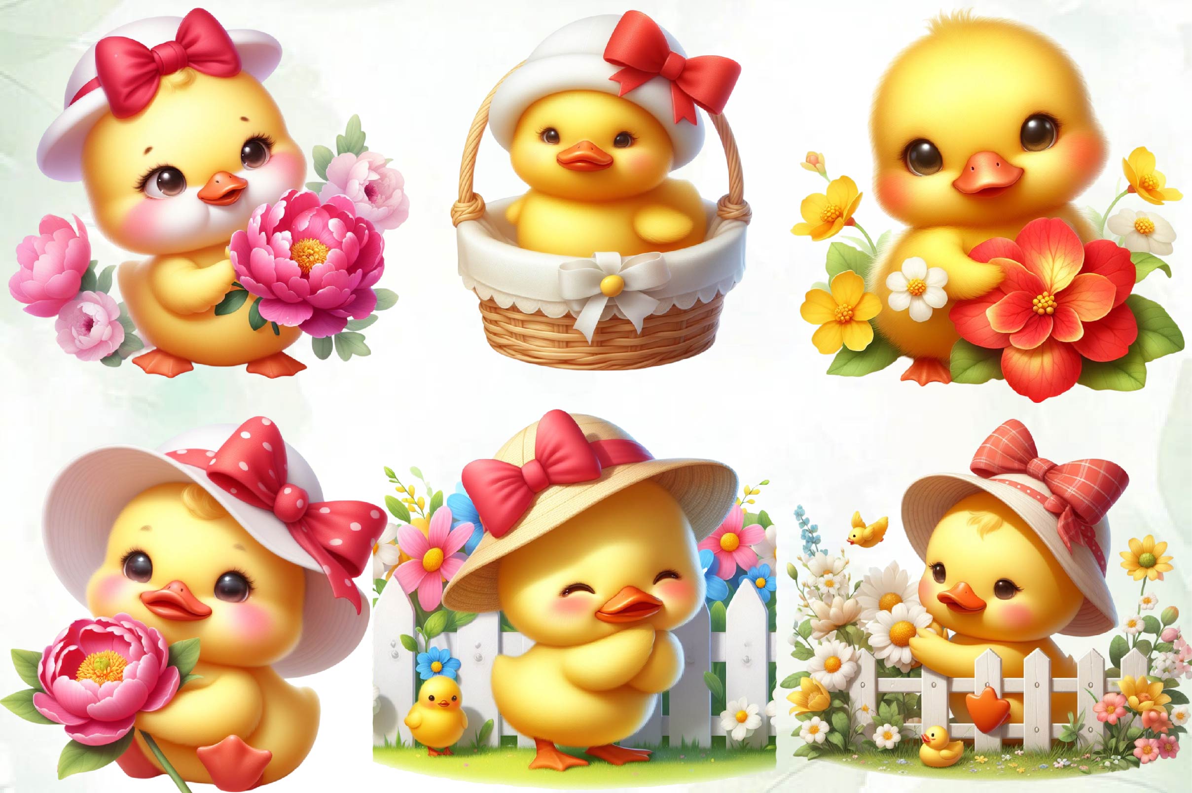 Ducks Spring Flowers Clipart Bundle - CraftNest - Digital Crafting and Art