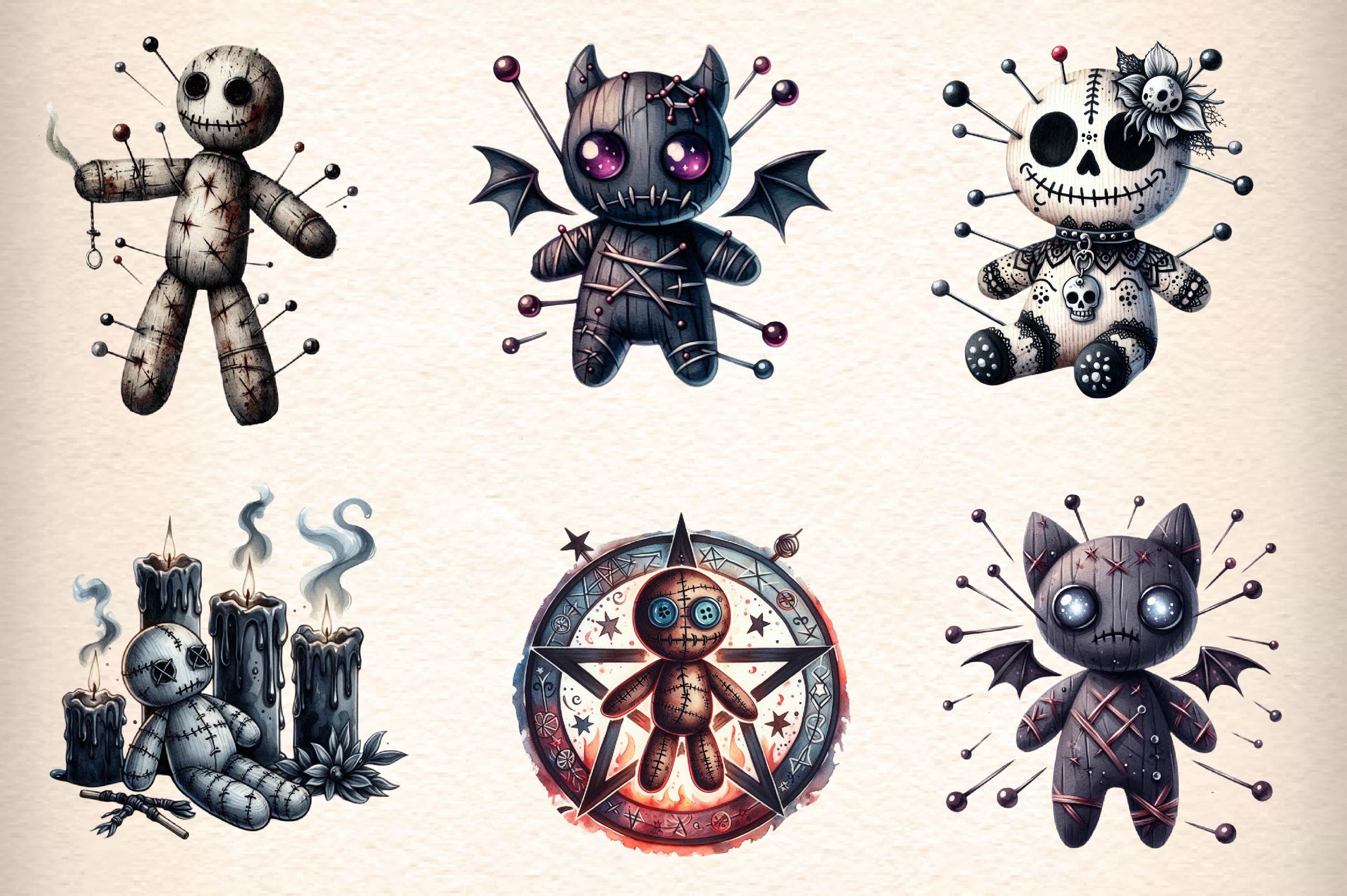 Halloween Gothic Voodoo Doll Clipart Bundle - CraftNest - Digital Crafting and Art
