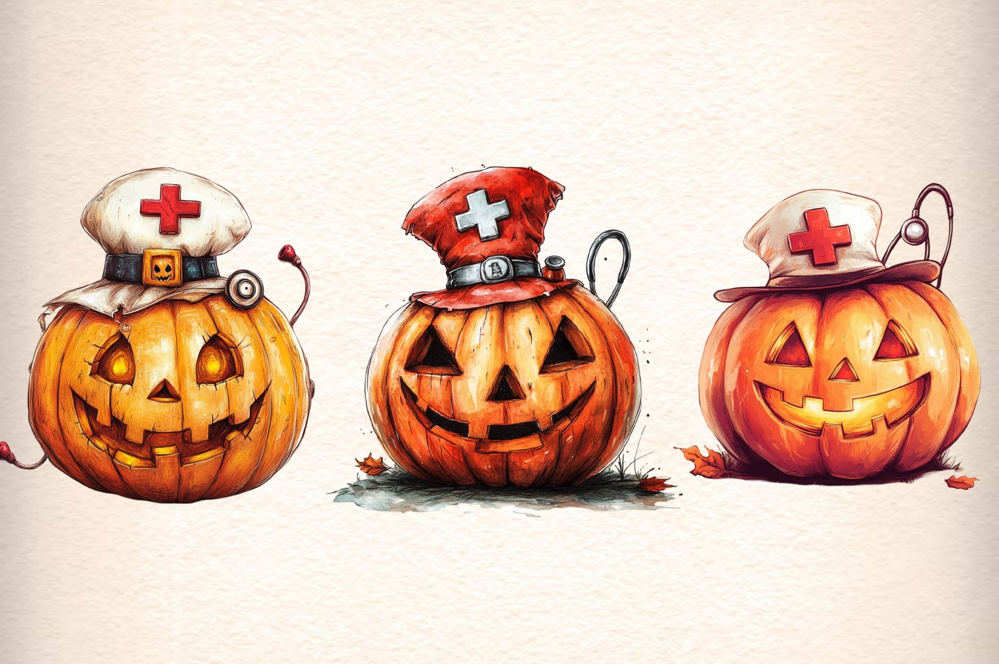 Autumn Nurse Pumpkin Clipart Bundle - CraftNest - Digital Crafting and Art