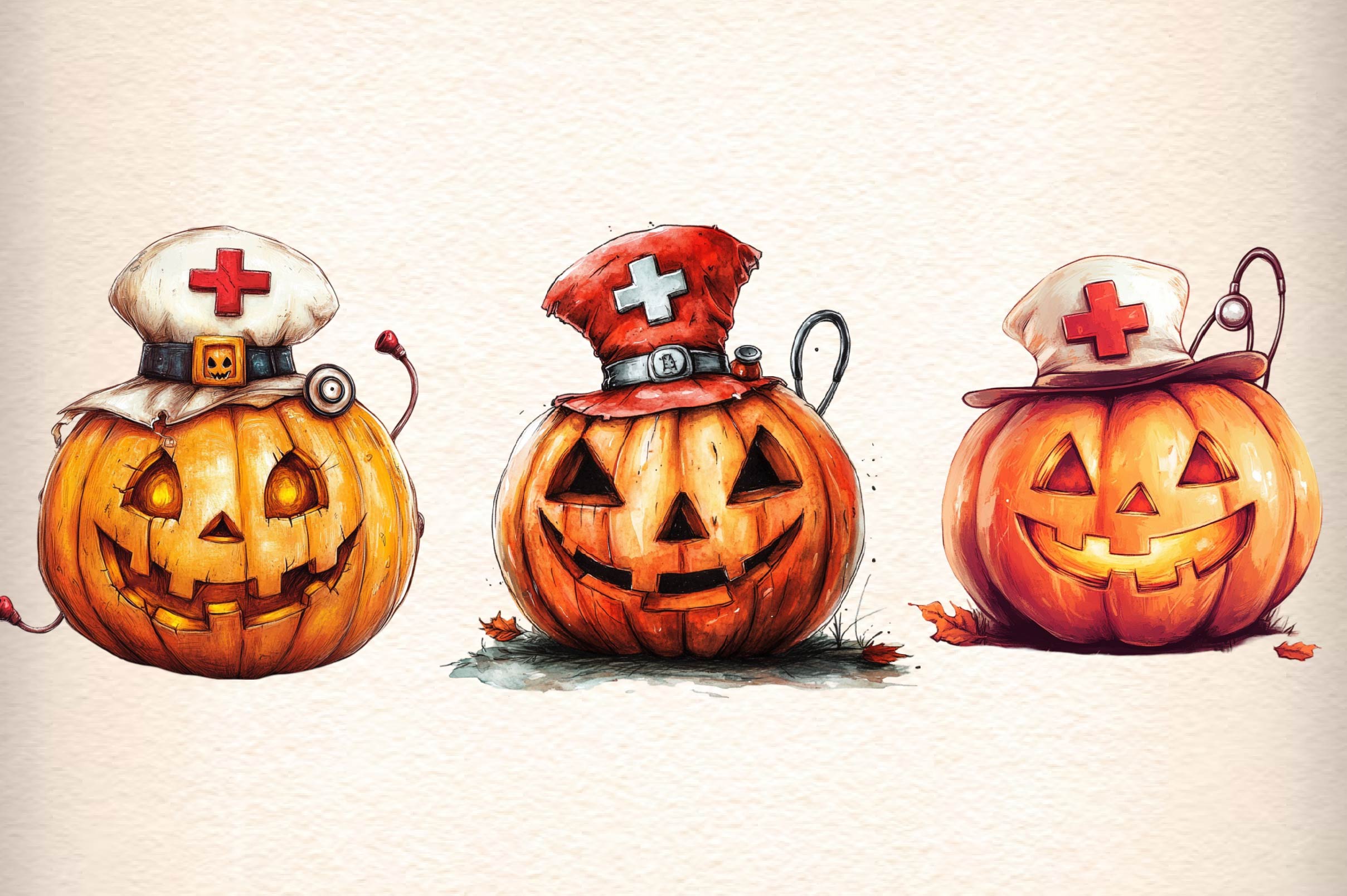 Autumn Nurse Pumpkin Clipart Bundle - CraftNest - Digital Crafting and Art