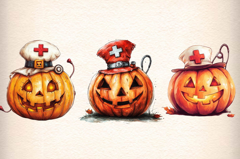 Autumn Nurse Pumpkin Clipart Bundle - CraftNest - Digital Crafting and Art