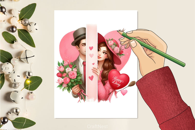 Valentine Peeking Clipart Bundle - CraftNest - Digital Crafting and Art