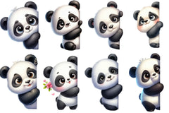Cute Panda Peeking Around Corner Clipart Bundle - CraftNest - Digital Crafting and Art