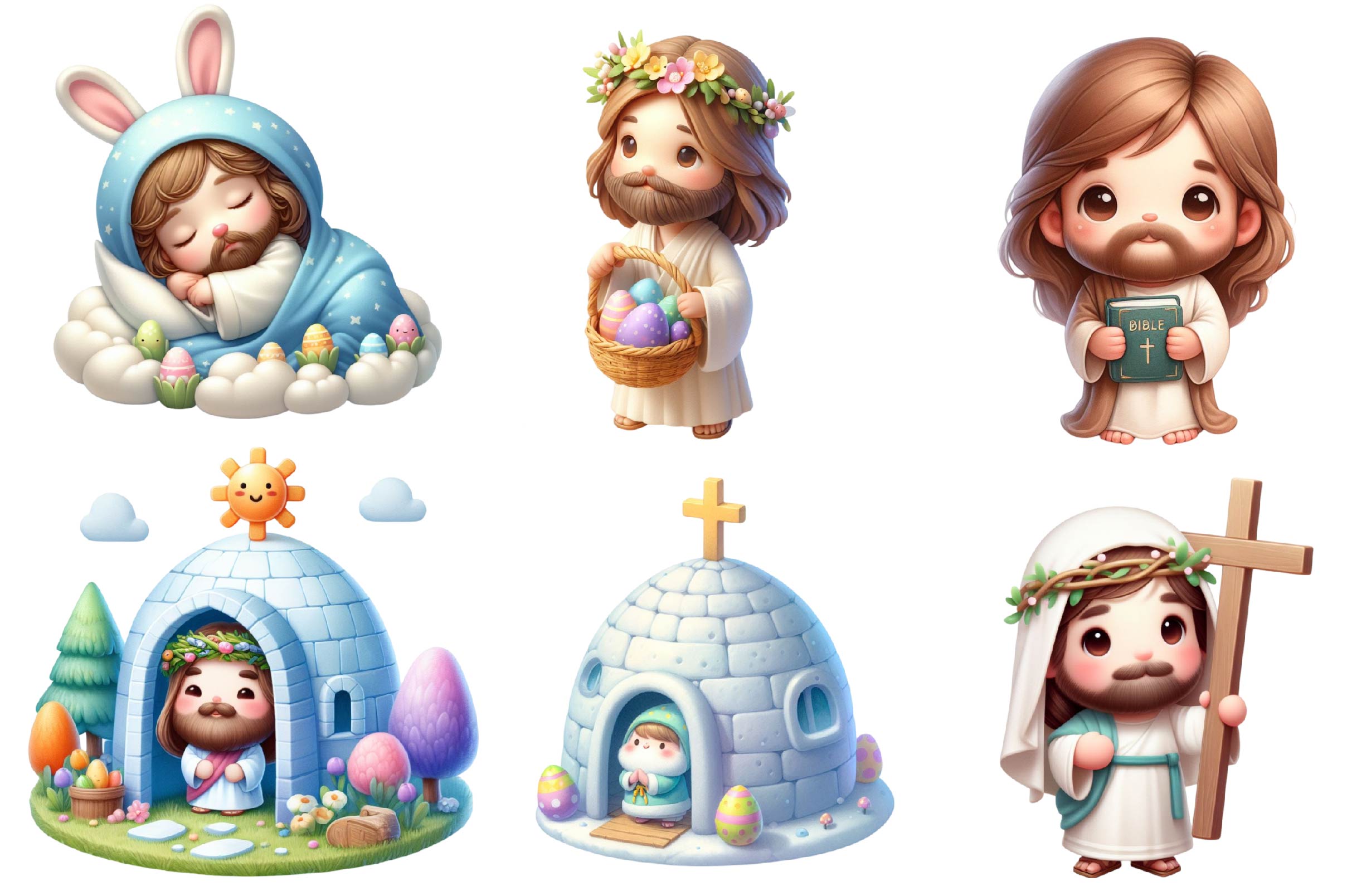 Cute Easter Jesus Clipart Bundle - CraftNest - Digital Crafting and Art