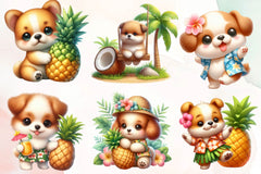Funny Hawaiian Dogs Clipart Bundle - CraftNest - Digital Crafting and Art