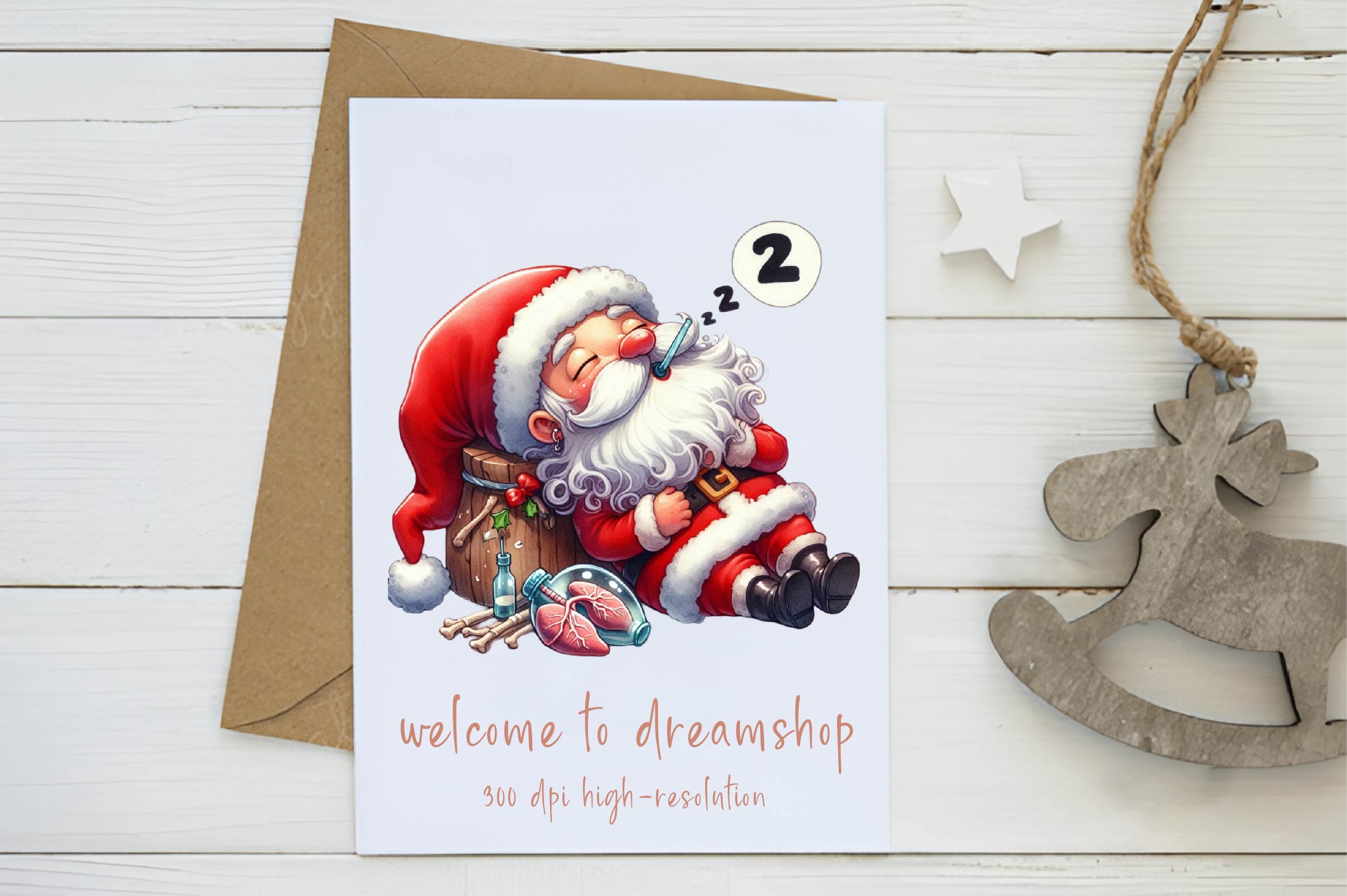 Sleeping Christmas Santa Claus Clipart Bundle - CraftNest - Digital Crafting and Art